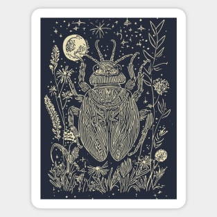 Mystical Scarab Under the Moon – Celestial Egyptian Symbol of Renewal Sticker
